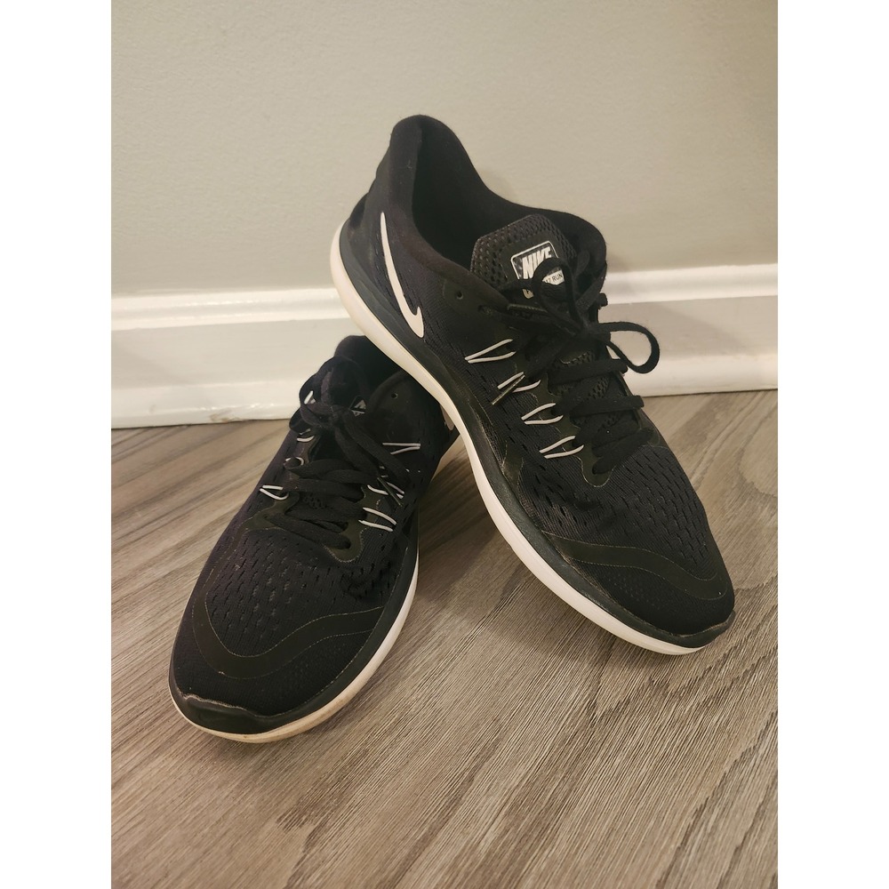 Nike Flex 2017 Run Womens Black White Running Shoes Sneakers‎ Sz 11
